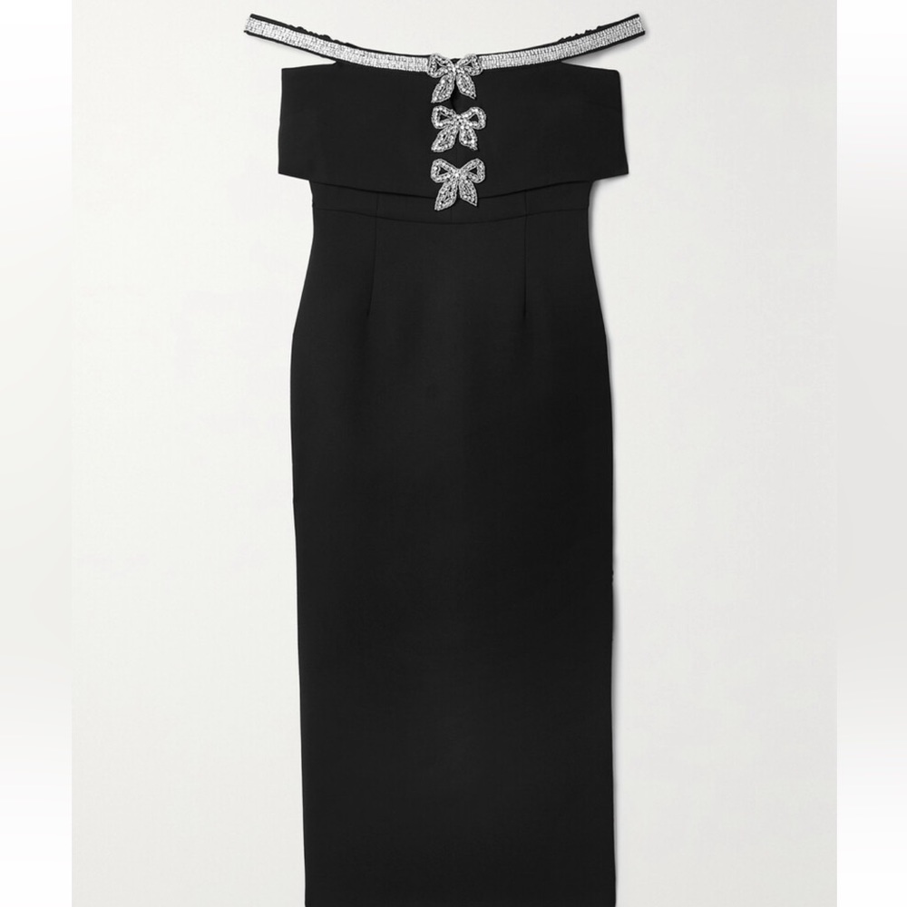 Self-Portrait embellished crepe midi dress